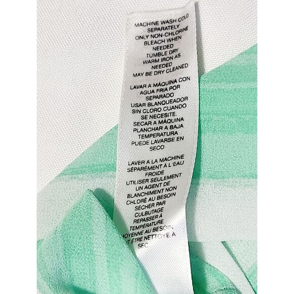 Chico's Blouse Women's Size 1 Small Top Striped Short Sleeve Sheer White Blue - Picture 5 of 6